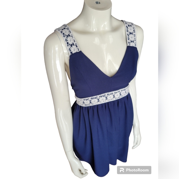 Altar'd State Dresses & Skirts - 🏷️3/$15 bundle deals XS altar'd state blue with white crochet dress